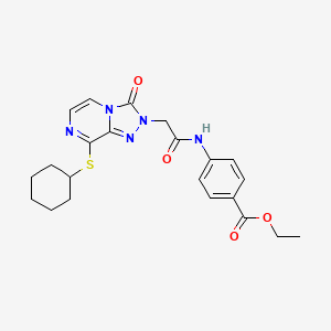 molecular formula C22H25N5O4S B2418747 ethyl 4-{2-[8-(cyclohexylsulfanyl)-3-oxo-2H,3H-[1,2,4]triazolo[4,3-a]pyrazin-2-yl]acetamido}benzoate CAS No. 1251613-16-7