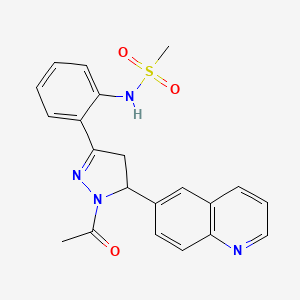 molecular formula C21H20N4O3S B2418765 N-(2-(1-acetyl-5-(quinolin-6-yl)-4,5-dihydro-1H-pyrazol-3-yl)phenyl)methanesulfonamide CAS No. 923186-95-2