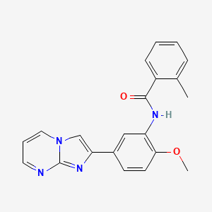 molecular formula C21H18N4O2 B2418766 N-(5-{imidazo[1,2-a]pyrimidin-2-yl}-2-methoxyphenyl)-2-methylbenzamide CAS No. 847387-99-9
