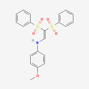 molecular formula C21H19NO5S2 B2418776 N-[2,2-bis(benzenesulfonyl)ethenyl]-4-methoxyaniline CAS No. 103975-54-8
