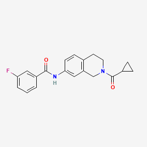 molecular formula C20H19FN2O2 B2418794 N-(2-(cyclopropanecarbonyl)-1,2,3,4-tetrahydroisoquinolin-7-yl)-3-fluorobenzamide CAS No. 955712-61-5