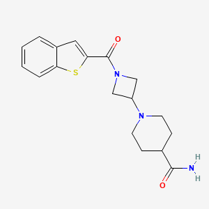 molecular formula C18H21N3O2S B2418812 1-[1-(1-benzothiophene-2-carbonyl)azetidin-3-yl]piperidine-4-carboxamide CAS No. 2034529-27-4