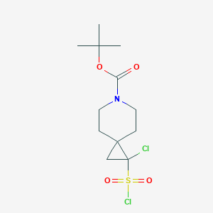 molecular formula C12H19Cl2NO4S B2418833 Tert-butyl 2-chloro-2-chlorosulfonyl-6-azaspiro[2.5]octane-6-carboxylate CAS No. 2375268-65-6