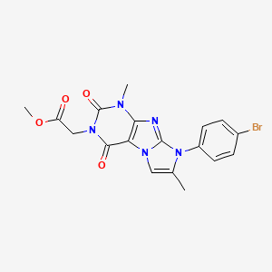 molecular formula C18H16BrN5O4 B2418834 methyl 2-(8-(4-bromophenyl)-1,7-dimethyl-2,4-dioxo-1H-imidazo[2,1-f]purin-3(2H,4H,8H)-yl)acetate CAS No. 896319-47-4