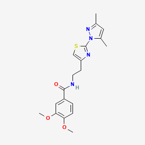 molecular formula C19H22N4O3S B2418863 N-(2-(2-(3,5-dimethyl-1H-pyrazol-1-yl)thiazol-4-yl)ethyl)-3,4-dimethoxybenzamide CAS No. 1421516-07-5