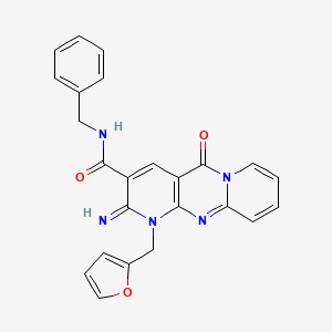 molecular formula C24H19N5O3 B2418904 N-benzyl-7-(furan-2-ylmethyl)-6-imino-2-oxo-1,7,9-triazatricyclo[8.4.0.03,8]tetradeca-3(8),4,9,11,13-pentaene-5-carboxamide CAS No. 510760-75-5
