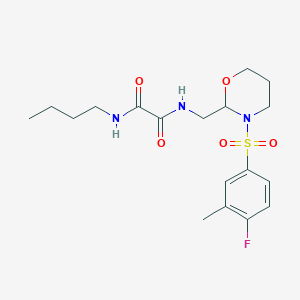 molecular formula C18H26FN3O5S B2418907 N1-butyl-N2-((3-((4-fluoro-3-methylphenyl)sulfonyl)-1,3-oxazinan-2-yl)methyl)oxalamide CAS No. 872724-75-9