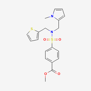 molecular formula C19H20N2O4S2 B2419021 methyl 4-(N-((1-methyl-1H-pyrrol-2-yl)methyl)-N-(thiophen-2-ylmethyl)sulfamoyl)benzoate CAS No. 1421532-12-8