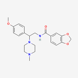 molecular formula C22H27N3O4 B2419026 N-(2-(4-methoxyphenyl)-2-(4-methylpiperazin-1-yl)ethyl)benzo[d][1,3]dioxole-5-carboxamide CAS No. 903341-41-3