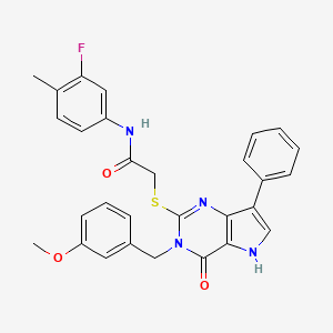 molecular formula C29H25FN4O3S B2419046 N-(3-fluoro-4-methylphenyl)-2-((3-(3-methoxybenzyl)-4-oxo-7-phenyl-4,5-dihydro-3H-pyrrolo[3,2-d]pyrimidin-2-yl)thio)acetamide CAS No. 1794922-55-6