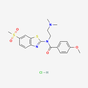 molecular formula C20H24ClN3O4S2 B2419058 N-(2-(dimethylamino)ethyl)-4-methoxy-N-(6-(methylsulfonyl)benzo[d]thiazol-2-yl)benzamide hydrochloride CAS No. 1215371-59-7