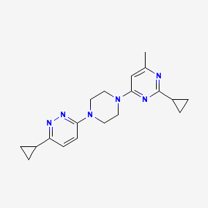 molecular formula C19H24N6 B2419093 2-cyclopropyl-4-[4-(6-cyclopropylpyridazin-3-yl)piperazin-1-yl]-6-methylpyrimidine CAS No. 2034315-47-2