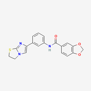 molecular formula C19H15N3O3S B2419116 N-[3-(2,3-dihydroimidazo[2,1-b][1,3]thiazol-6-yl)phenyl]-1,3-benzodioxole-5-carboxamide CAS No. 872630-17-6