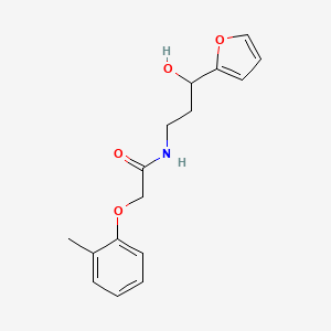 molecular formula C16H19NO4 B2419173 N-[3-(FURAN-2-YL)-3-HYDROXYPROPYL]-2-(2-METHYLPHENOXY)ACETAMIDE CAS No. 1421490-71-2