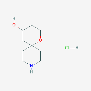 molecular formula C9H18ClNO2 B2419196 1-Oxa-9-azaspiro[5.5]undecan-4-ol hydrochloride CAS No. 1306739-26-3; 1332529-93-7; 399033-70-6