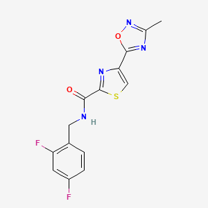 molecular formula C14H10F2N4O2S B2419197 N-[(2,4-difluorophenyl)methyl]-4-(3-methyl-1,2,4-oxadiazol-5-yl)-1,3-thiazole-2-carboxamide CAS No. 1251675-07-6
