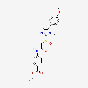molecular formula C22H23N3O5S B2419199 ethyl 4-(2-((5-(4-methoxyphenyl)-1-methyl-1H-imidazol-2-yl)sulfinyl)acetamido)benzoate CAS No. 1006978-01-3