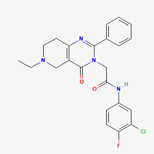 molecular formula C23H22ClFN4O2 B2419212 N-(3-chloro-4-fluorophenyl)-2-(6-ethyl-4-oxo-2-phenyl-5,6,7,8-tetrahydropyrido[4,3-d]pyrimidin-3(4H)-yl)acetamide CAS No. 1286702-16-6