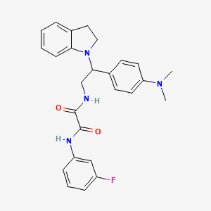 molecular formula C26H27FN4O2 B2419216 N1-(2-(4-(dimethylamino)phenyl)-2-(indolin-1-yl)ethyl)-N2-(3-fluorophenyl)oxalamide CAS No. 941959-02-0