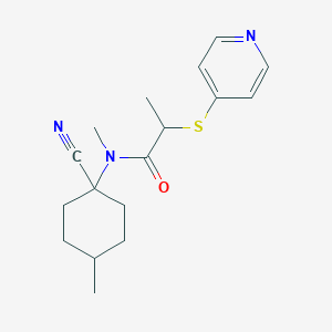 molecular formula C17H23N3OS B2419219 N-(1-Cyano-4-methylcyclohexyl)-N-methyl-2-pyridin-4-ylsulfanylpropanamide CAS No. 2109026-81-3