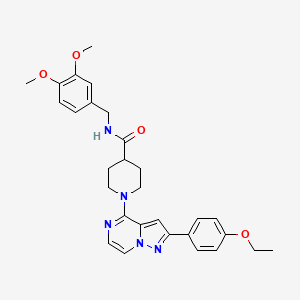molecular formula C29H33N5O4 B2419232 N-[(3,4-dimethoxyphenyl)methyl]-1-[2-(4-ethoxyphenyl)pyrazolo[1,5-a]pyrazin-4-yl]piperidine-4-carboxamide CAS No. 1111320-29-6