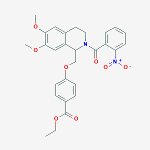 molecular formula C28H28N2O8 B2419241 ethyl 4-{[6,7-dimethoxy-2-(2-nitrobenzoyl)-1,2,3,4-tetrahydroisoquinolin-1-yl]methoxy}benzoate CAS No. 449766-76-1