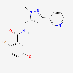 molecular formula C18H17BrN4O2 B2419299 2-bromo-5-methoxy-N-((1-methyl-3-(pyridin-3-yl)-1H-pyrazol-5-yl)methyl)benzamide CAS No. 2034290-48-5