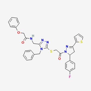 N-((4-benzyl-5-((2-(5-(4-fluorophenyl)-3-(thiophen-2-yl)-4,5-dihydro-1H-pyrazol-1-yl)-2-oxoethyl)thio)-4H-1,2,4-triazol-3-yl)methyl)-2-phenoxyacetamide