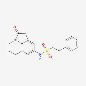 molecular formula C19H20N2O3S B2419351 N-(2-oxo-2,4,5,6-tetrahydro-1H-pyrrolo[3,2,1-ij]quinolin-8-yl)-2-phenylethanesulfonamide CAS No. 1211020-44-8