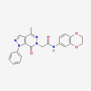 molecular formula C22H19N5O4 B2419353 N-(2,3-dihydro-1,4-benzodioxin-6-yl)-2-{4-methyl-7-oxo-1-phenyl-1H,6H,7H-pyrazolo[3,4-d]pyridazin-6-yl}acetamide CAS No. 941884-14-6
