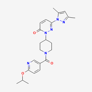 molecular formula C23H28N6O3 B2419372 6-(3,5-dimethyl-1H-pyrazol-1-yl)-2-{1-[6-(propan-2-yloxy)pyridine-3-carbonyl]piperidin-4-yl}-2,3-dihydropyridazin-3-one CAS No. 2380042-16-8