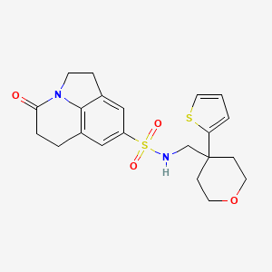 B2419373 4-oxo-N-((4-(thiophen-2-yl)tetrahydro-2H-pyran-4-yl)methyl)-2,4,5,6-tetrahydro-1H-pyrrolo[3,2,1-ij]quinoline-8-sulfonamide CAS No. 1797289-68-9