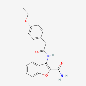 molecular formula C19H18N2O4 B2419387 3-(2-(4-Ethoxyphenyl)acetamido)benzofuran-2-carboxamide CAS No. 898354-85-3
