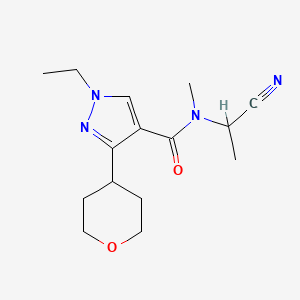 molecular formula C15H22N4O2 B2419395 N-(1-Cyanoethyl)-1-ethyl-N-methyl-3-(oxan-4-yl)pyrazole-4-carboxamide CAS No. 2224045-67-2