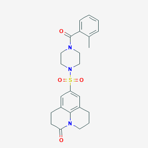 9-((4-(2-methylbenzoyl)piperazin-1-yl)sulfonyl)-1,2,6,7-tetrahydropyrido[3,2,1-ij]quinolin-3(5H)-one