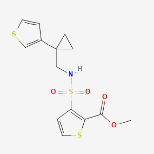 molecular formula C14H15NO4S3 B2419430 Methyl 3-({[1-(thiophen-3-yl)cyclopropyl]methyl}sulfamoyl)thiophene-2-carboxylate CAS No. 2415455-35-3