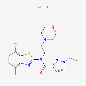 molecular formula C20H25Cl2N5O2S B2419440 N-(7-chloro-4-methylbenzo[d]thiazol-2-yl)-1-ethyl-N-(2-morpholinoethyl)-1H-pyrazole-3-carboxamide hydrochloride CAS No. 1189891-95-9