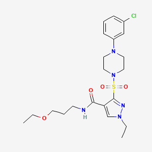 molecular formula C21H30ClN5O4S B2419463 3-{[4-(3-chlorophenyl)piperazin-1-yl]sulfonyl}-N-(3-ethoxypropyl)-1-ethyl-1H-pyrazole-4-carboxamide CAS No. 1251707-50-2