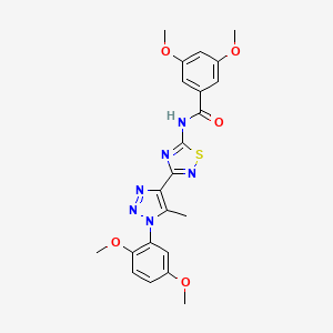 molecular formula C22H22N6O5S B2419465 N-{3-[1-(2,5-dimethoxyphenyl)-5-methyl-1H-1,2,3-triazol-4-yl]-1,2,4-thiadiazol-5-yl}-3,5-dimethoxybenzamide CAS No. 895108-03-9