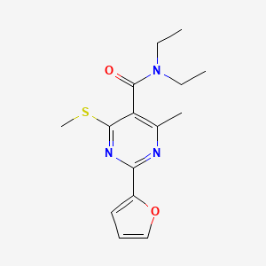molecular formula C15H19N3O2S B2419490 N,N-diethyl-2-(furan-2-yl)-4-methyl-6-(methylsulfanyl)pyrimidine-5-carboxamide CAS No. 1311895-67-6