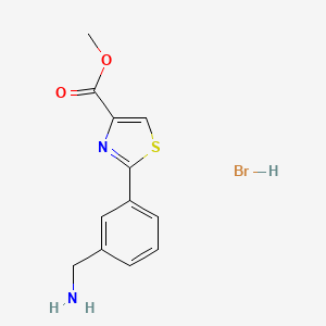 molecular formula C12H13BrN2O2S B2419532 Methyl 2-[3-(aminomethyl)phenyl]-1,3-thiazole-4-carboxylate hydrobromide CAS No. 1798732-53-2