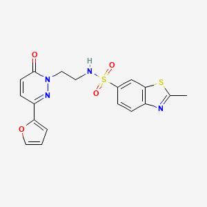molecular formula C18H16N4O4S2 B2419535 N-(2-(3-(furan-2-yl)-6-oxopyridazin-1(6H)-yl)ethyl)-2-methylbenzo[d]thiazole-6-sulfonamide CAS No. 946340-39-2