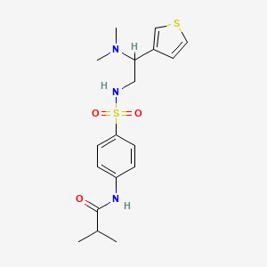 molecular formula C18H25N3O3S2 B2419540 N-(4-(N-(2-(dimethylamino)-2-(thiophen-3-yl)ethyl)sulfamoyl)phenyl)isobutyramide CAS No. 946356-65-6
