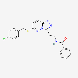 molecular formula C21H18ClN5OS B2419544 N-(2-(6-((4-chlorobenzyl)thio)-[1,2,4]triazolo[4,3-b]pyridazin-3-yl)ethyl)benzamide CAS No. 872994-32-6