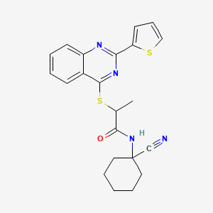 molecular formula C22H22N4OS2 B2419550 N-(1-cyanocyclohexyl)-2-(2-thiophen-2-ylquinazolin-4-yl)sulfanylpropanamide CAS No. 852829-34-6