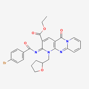 molecular formula C26H23BrN4O5 B2419605 ethyl 6-(4-bromobenzoyl)imino-2-oxo-7-(oxolan-2-ylmethyl)-1,7,9-triazatricyclo[8.4.0.03,8]tetradeca-3(8),4,9,11,13-pentaene-5-carboxylate CAS No. 534580-58-0