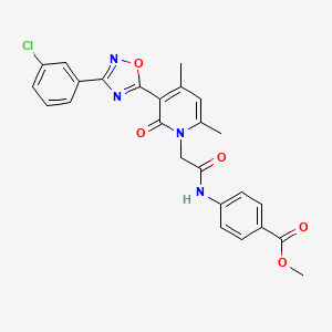 molecular formula C25H21ClN4O5 B2419649 Methyl 4-(2-{3-[3-(3-chlorophenyl)-1,2,4-oxadiazol-5-yl]-4,6-dimethyl-2-oxo-1,2-dihydropyridin-1-yl}acetamido)benzoate CAS No. 946294-93-5