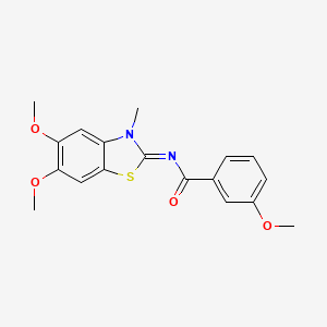 molecular formula C18H18N2O4S B2419691 N-[(2Z)-5,6-dimethoxy-3-methyl-2,3-dihydro-1,3-benzothiazol-2-ylidene]-3-methoxybenzamide CAS No. 895449-88-4