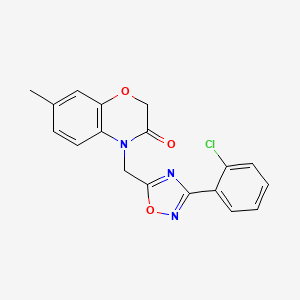 molecular formula C18H14ClN3O3 B2419718 4-((3-(2-chlorophenyl)-1,2,4-oxadiazol-5-yl)methyl)-7-methyl-2H-benzo[b][1,4]oxazin-3(4H)-one CAS No. 1105228-99-6