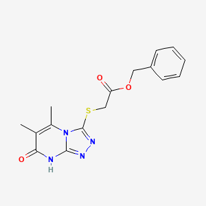 molecular formula C16H16N4O3S B2419726 benzyl 2-({5,6-dimethyl-7-oxo-7H,8H-[1,2,4]triazolo[4,3-a]pyrimidin-3-yl}sulfanyl)acetate CAS No. 891133-74-7